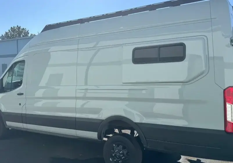 exterior of white conversion van